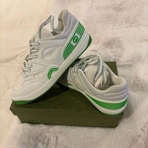 NIB Gucci Demetra GG Low White/Green/Gray Sneakers. Women EU40/US 10